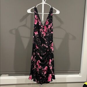 Wrapper Black and Pink Backless Dress